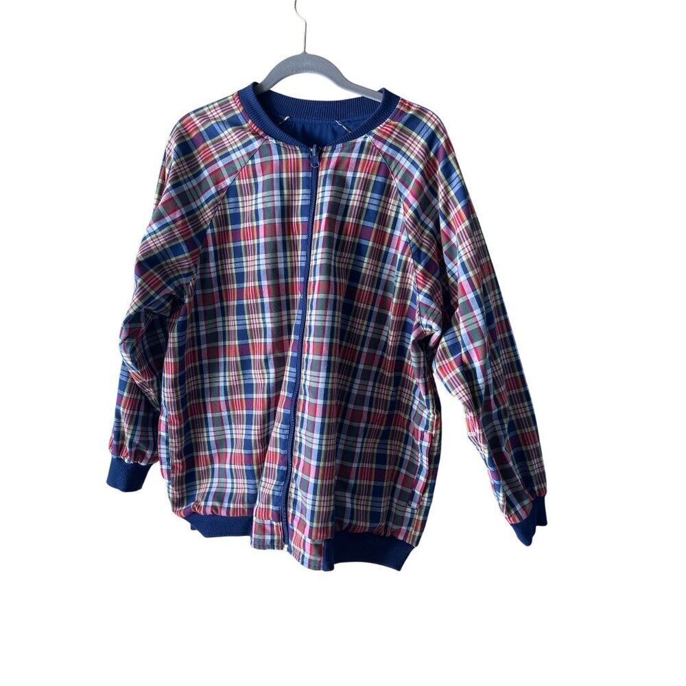 Blast Vintage Mens Jacket Size XL Multicolor Reversible Plaid Bomber Rare
